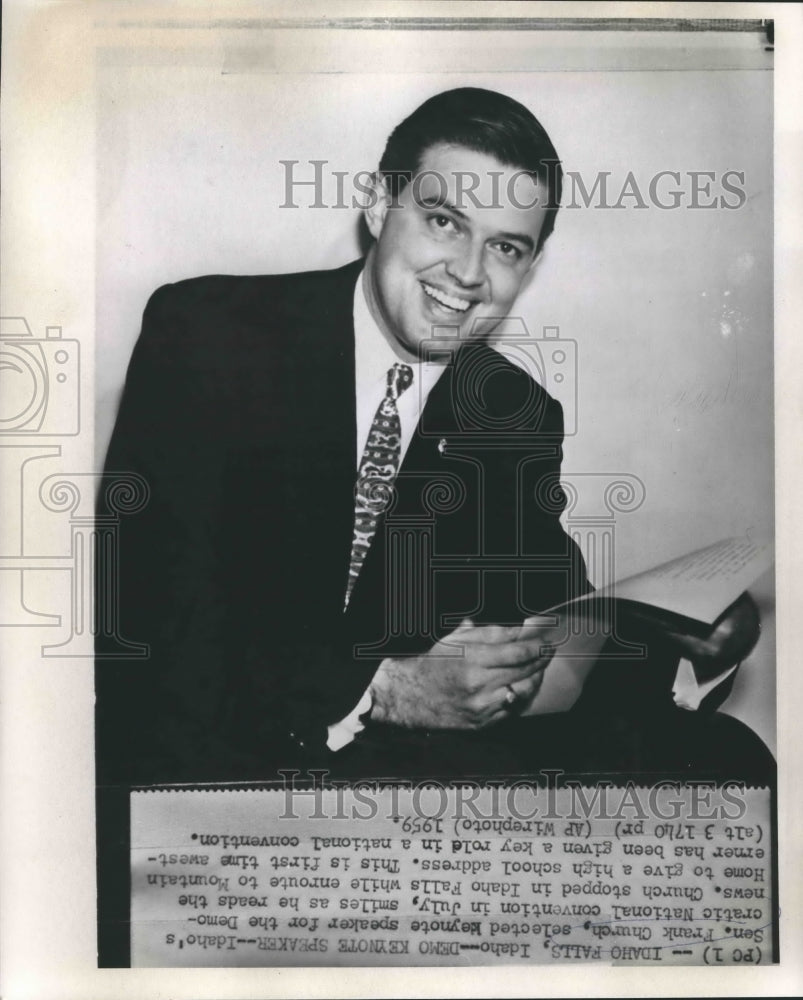 1959 Press Photo Senator Frank Church, Keynote Speaker at Democratic Convention-Historic Images