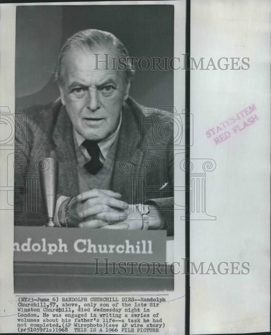 1966 Press Photo Randolph Churchill, 57, only son of Sir Winston Churchill died - Historic Images