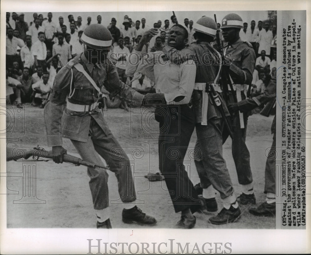 1960 Press Photo Congolese demonstrator against Government of Premier Lumumba-Historic Images