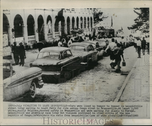 1960 Cars lined up, ready to leave The Congo's Leopoldville-Historic Images
