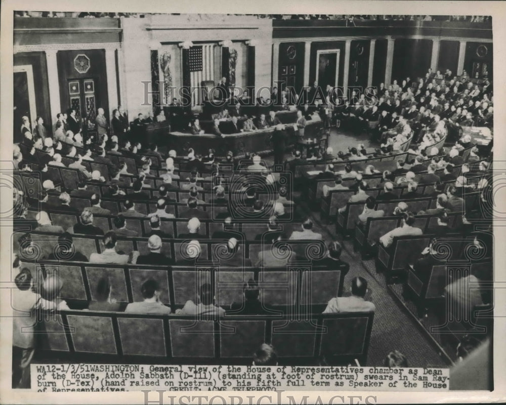 1951 Press Photo View of House of Representatives chamber during oath taking - Historic Images