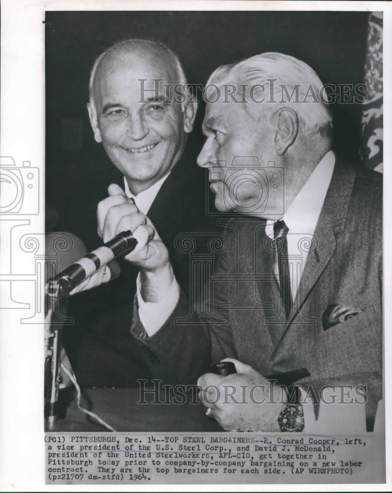 1964 R. Conrad Cooper and David J. McDonald at News Conference - Historic Images