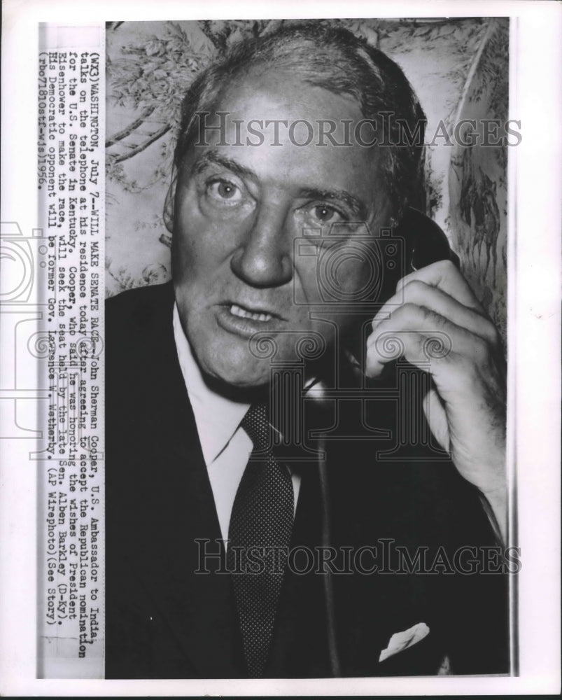 1956 Press Photo John Sherman Cooper agrees to run for U.S. Senate in Kentucky-Historic Images