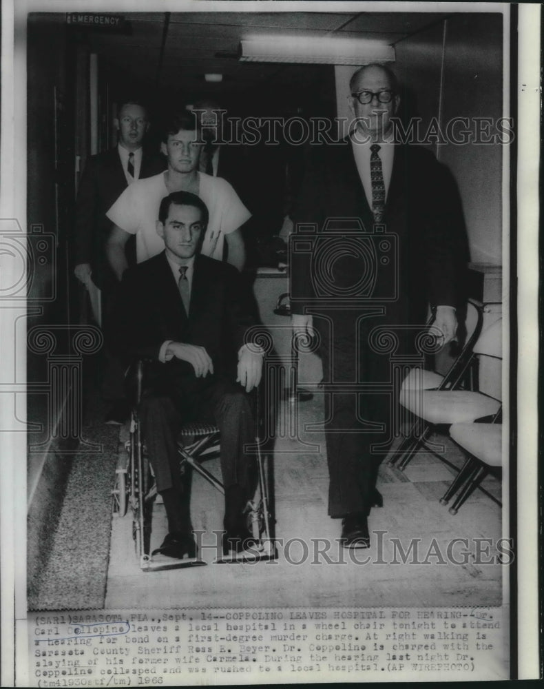 1966 Press Photo Dr. Carl Coppolino Leaves Hospital for Bond Hearing, Florida - Historic Images