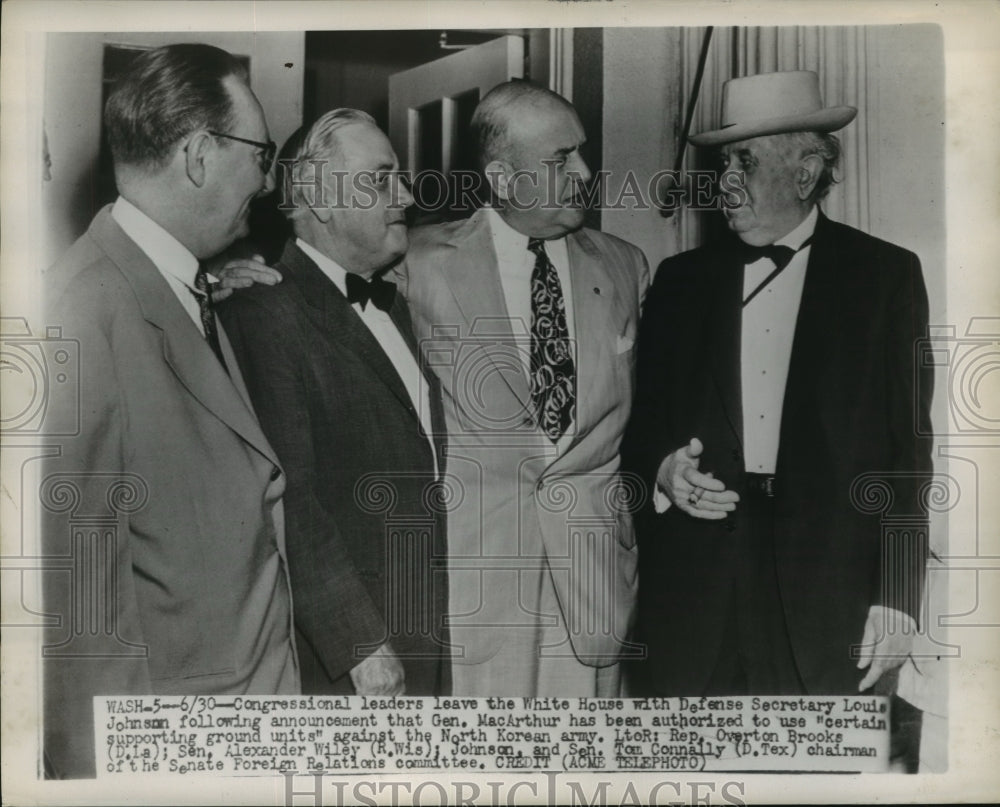 1950 Press Photo Congressional Leaders and Defense Secretary leave White House - Historic Images