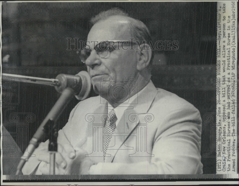 1968 Press Photo Representative Arthur Crais at House Session, Baton Rouge - Historic Images