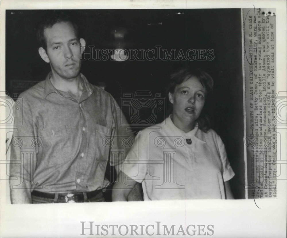 1961 Press Photo William Craig and wife Betty Jane after their sons were slain-Historic Images