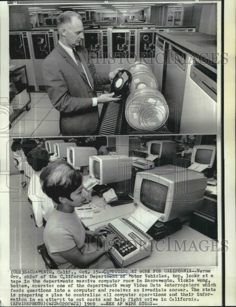 1969 Verne Orr &amp; Vickie Wong-Department  Motor Vehicles computers - Historic Images