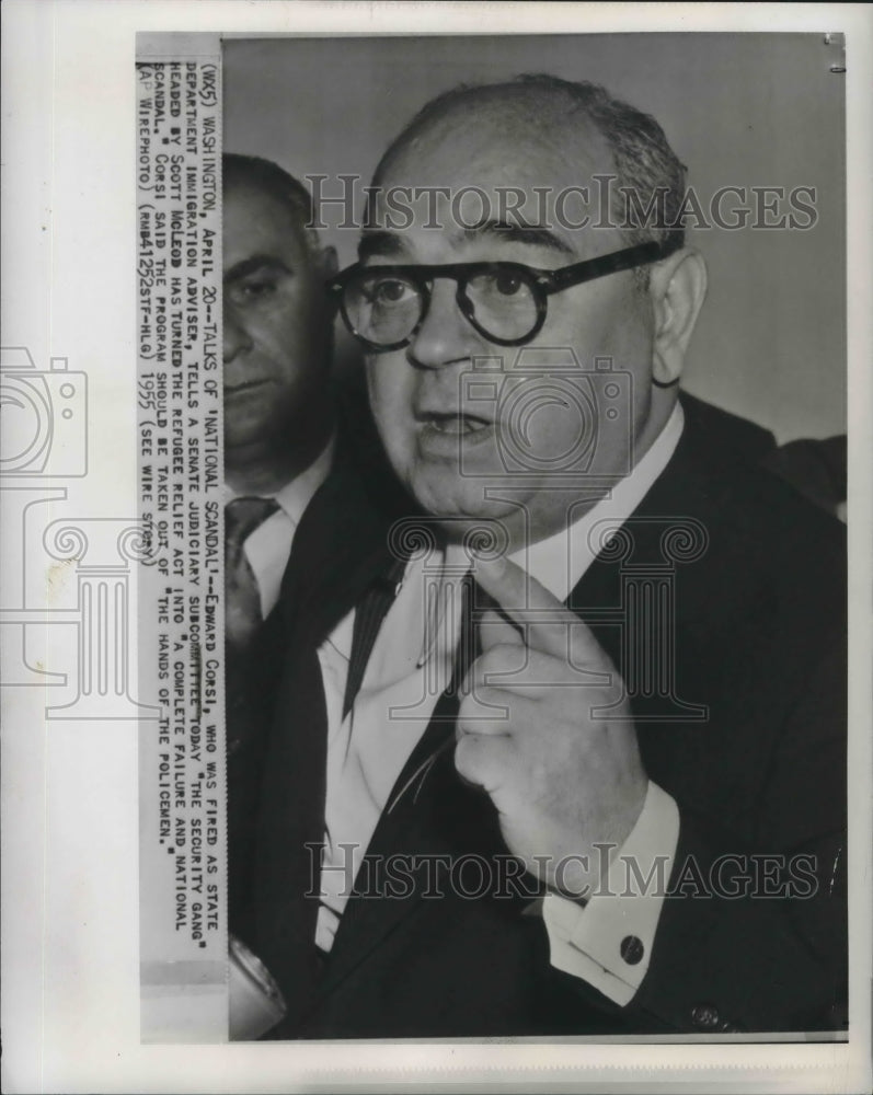 1955 Press Photo Edward Corsi, fired as State Department Immigration adviser - Historic Images