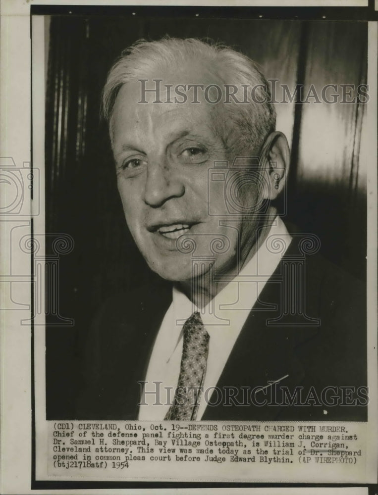 1954 William J. Corrigan defends Osteopath Dr. Samuel H. Sheppard - Historic Images
