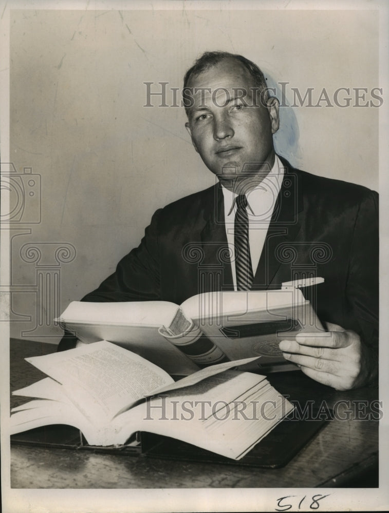 1965 Jefferson Sheriff Alwynn Cronvich Reads Louisiana Law Books - Historic Images