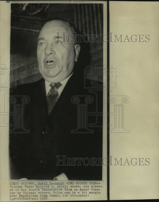 1967 Press Photo Chicago Mayor Richard Daley elected to his fourth term as mayor - Historic Images