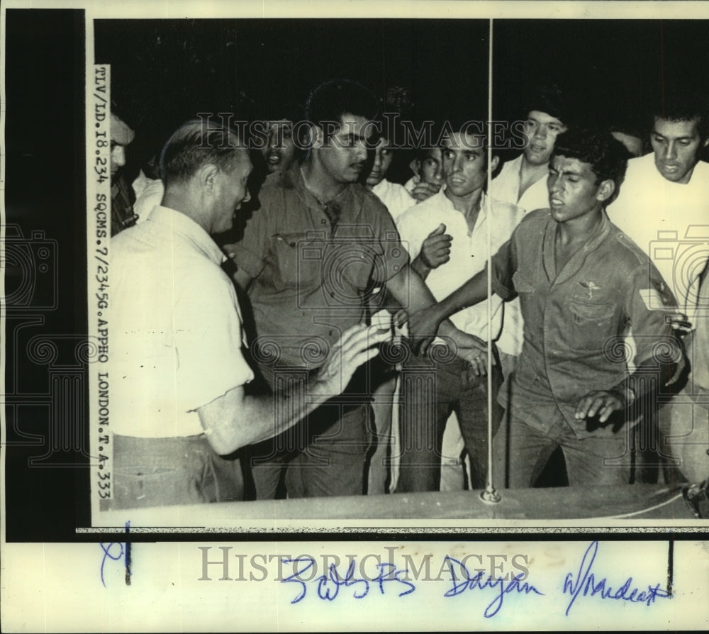 1971 Moshe Dayan in Tel Aviv after attack killed 2 and wounded 20 - Historic Images