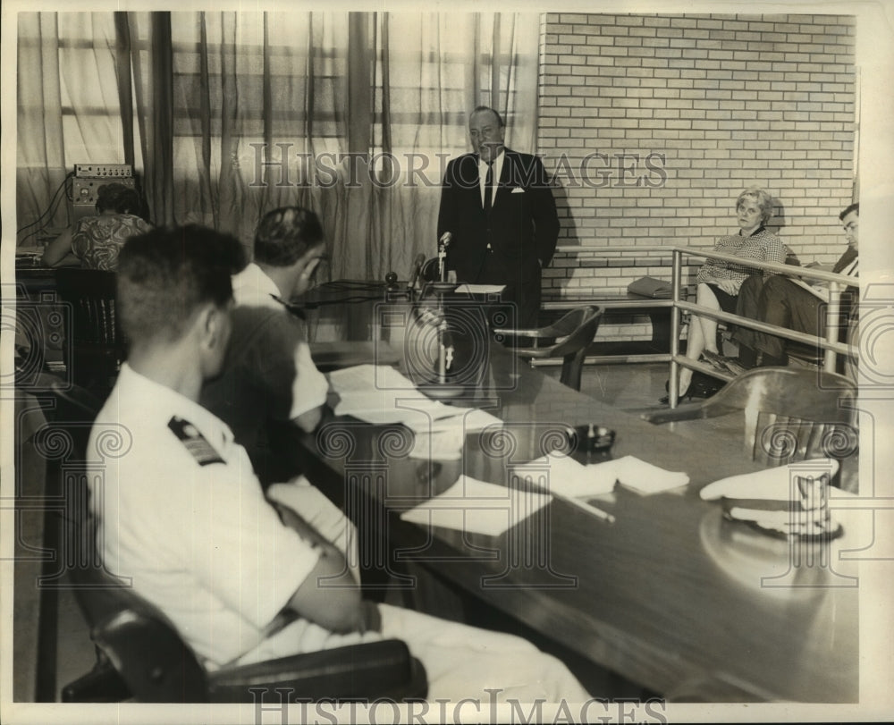 1967 Press Photo Jack P.F. Gremillion Talks to US Coast Guard Officers - Historic Images