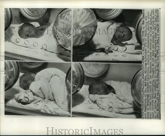 1961 Press Photo Quadruplet daughters of Mr. & Mrs. Cutaiar shortly after birth - Historic Images