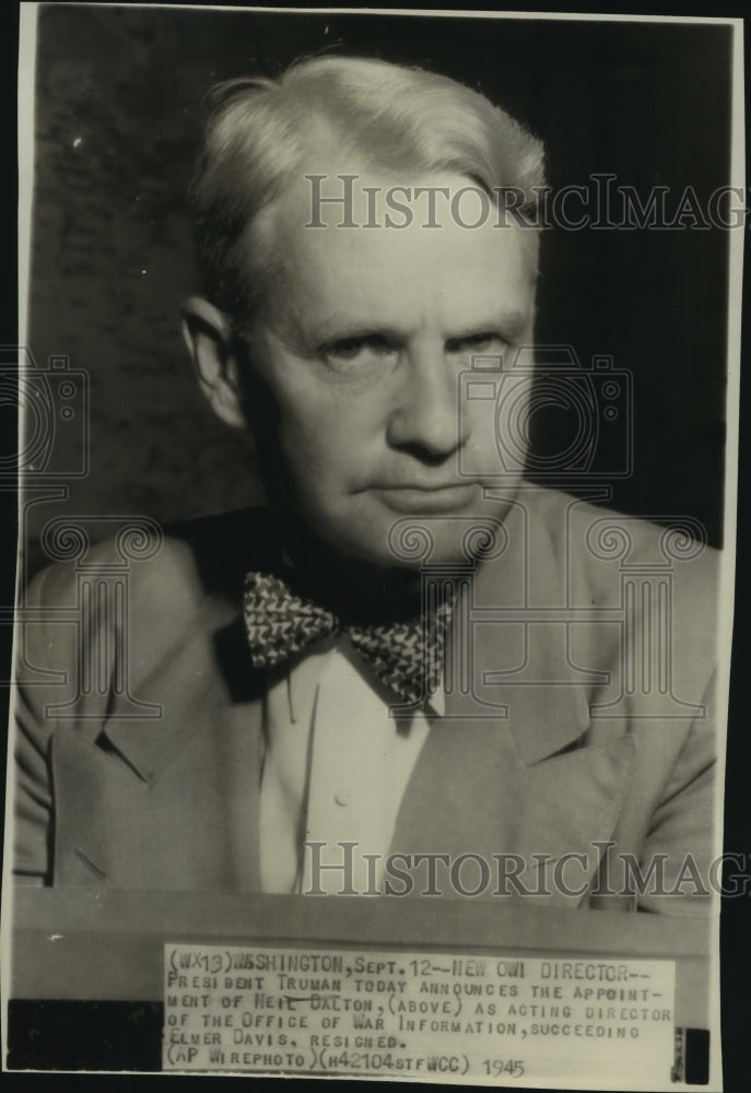 1945 Press Photo Acting director of the Office of War Information, Neil Dalton - Historic Images