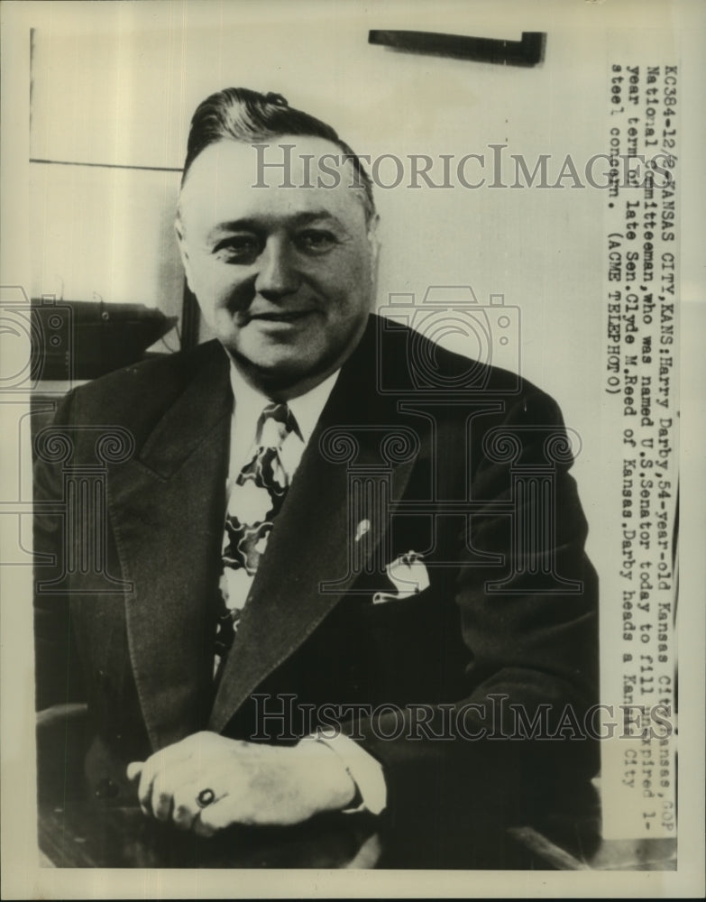 1949 Press Photo Harry Darby to fill up position vacated by Sen. Clyde M. Reed - Historic Images