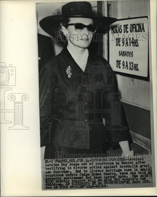 1960 Actress Laraine Day gets Mexican divorce from Leo Durocher - Historic Images