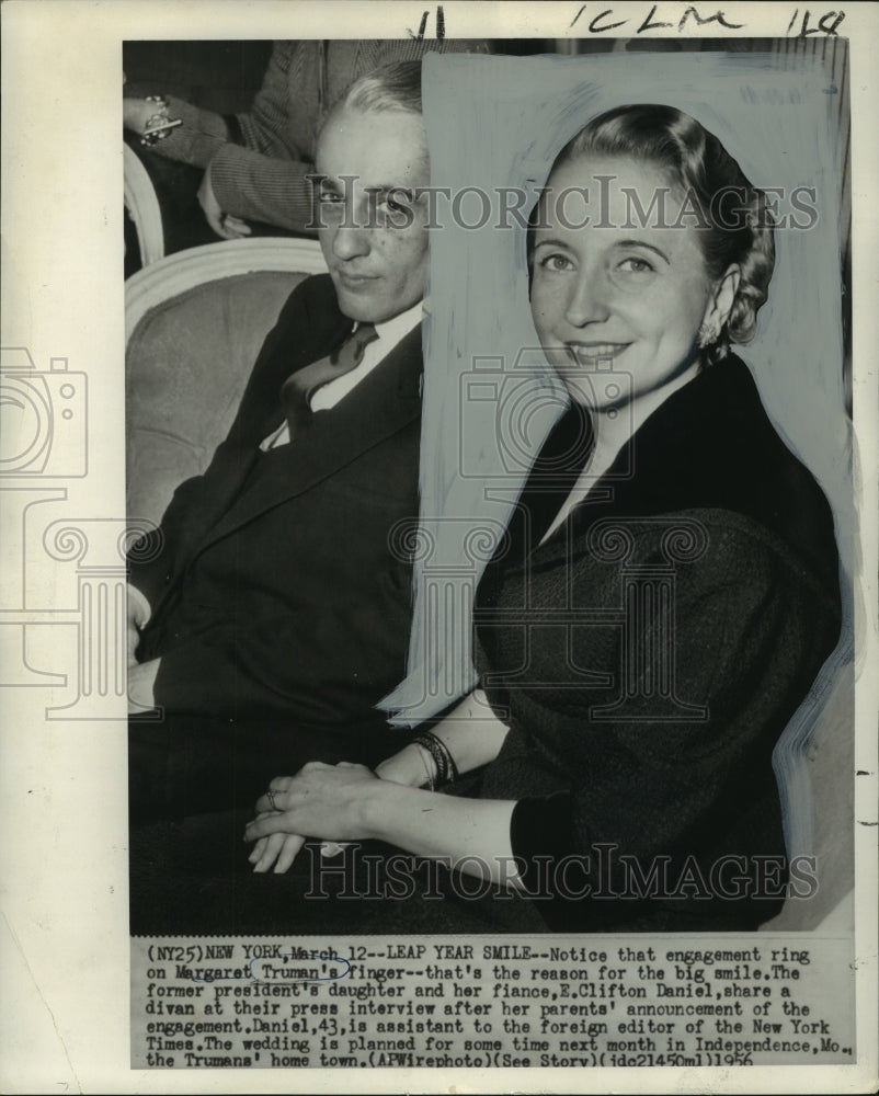 1956 Press Photo Engagement announcement of Margaret Truman and Clifton Daniel-Historic Images