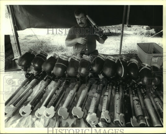 1944 Press Photo Dave's Flag Raiders war games referee Randy Antill - noa83952 - Historic Images