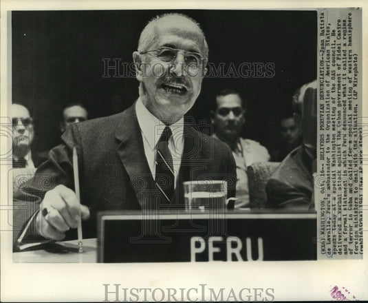 1961 Press Photo Peru's ambassador Juan Batista de Lavalle in Washington D.C. - Historic Images