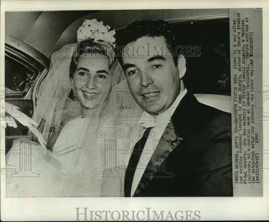 1960 Press Photo Fidel Castro's sister, Emma, marries Victor Lomeli Delgado - Historic Images
