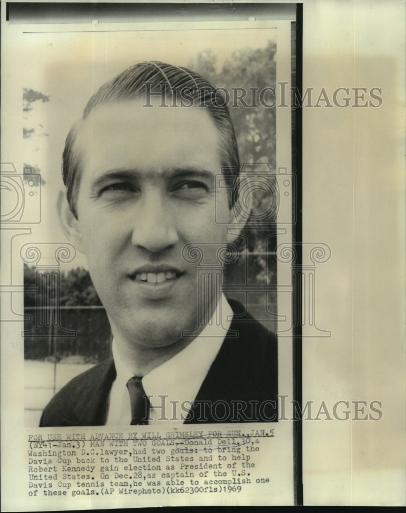 1969 Donald Dell, lawyer, tennis pro &amp; U.S.Davis Cup Captain - Historic Images