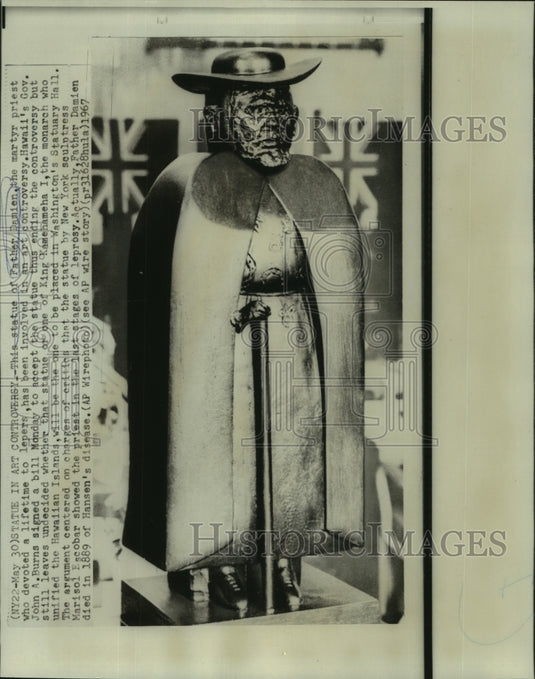 1967 Press Photo Statue of Father Damien, the center of a controversy-Historic Images