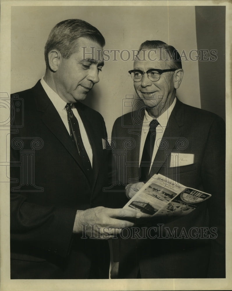 1966 A. Leonard Tune &amp; P.D. Deaton at Credit Unions meeting - Historic Images