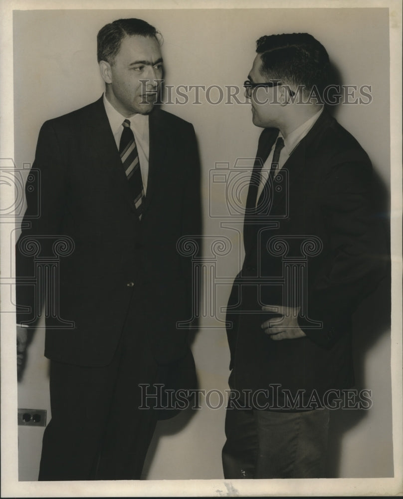 1960 Press Photo Lebanese ambassador Nadim Dimechkie chats with Edward Bitar - Historic Images