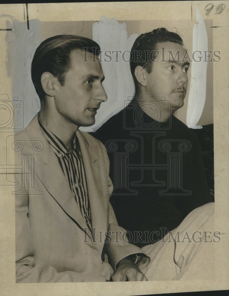 1958 Press Photo Suspected counterfeiters Rudolph Deschausten, &amp; Tale Hennirich-Historic Images