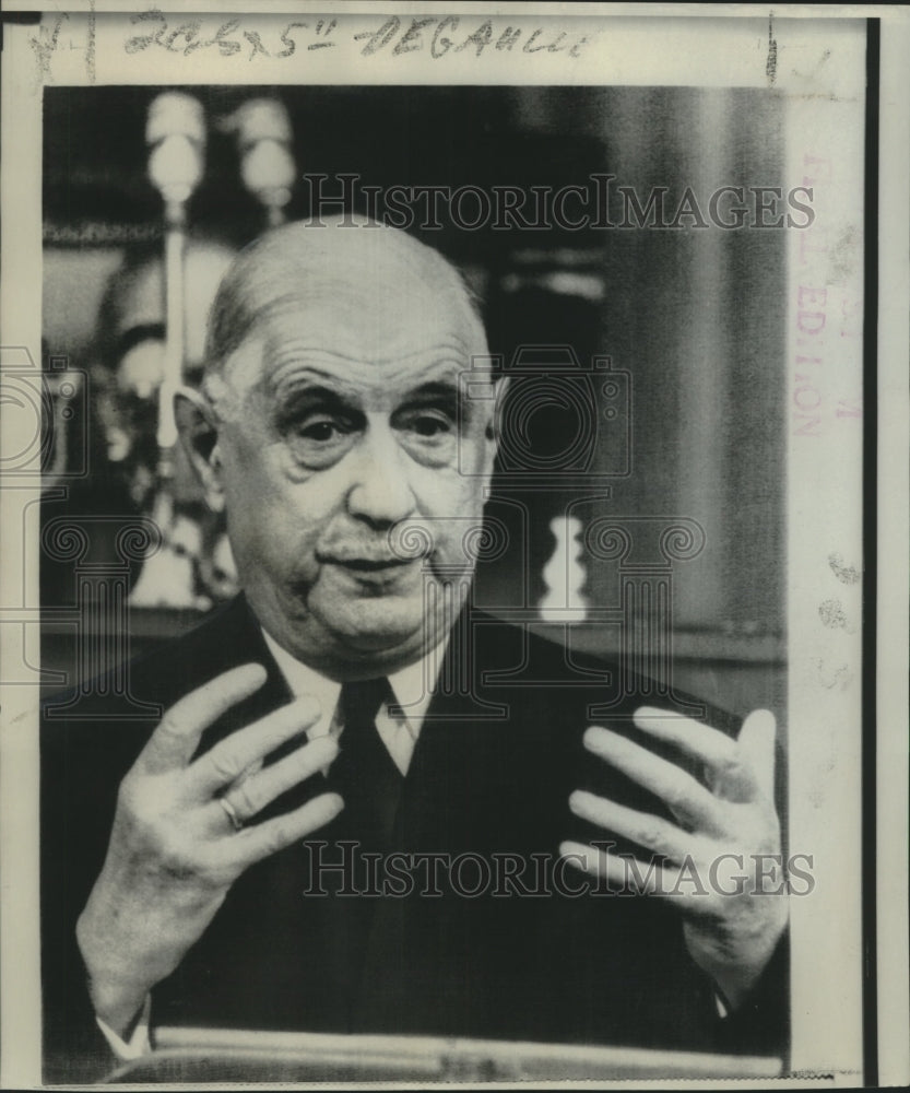 1967 Press Photo President Charles DeGaulle of France addresses the Sejm - Historic Images