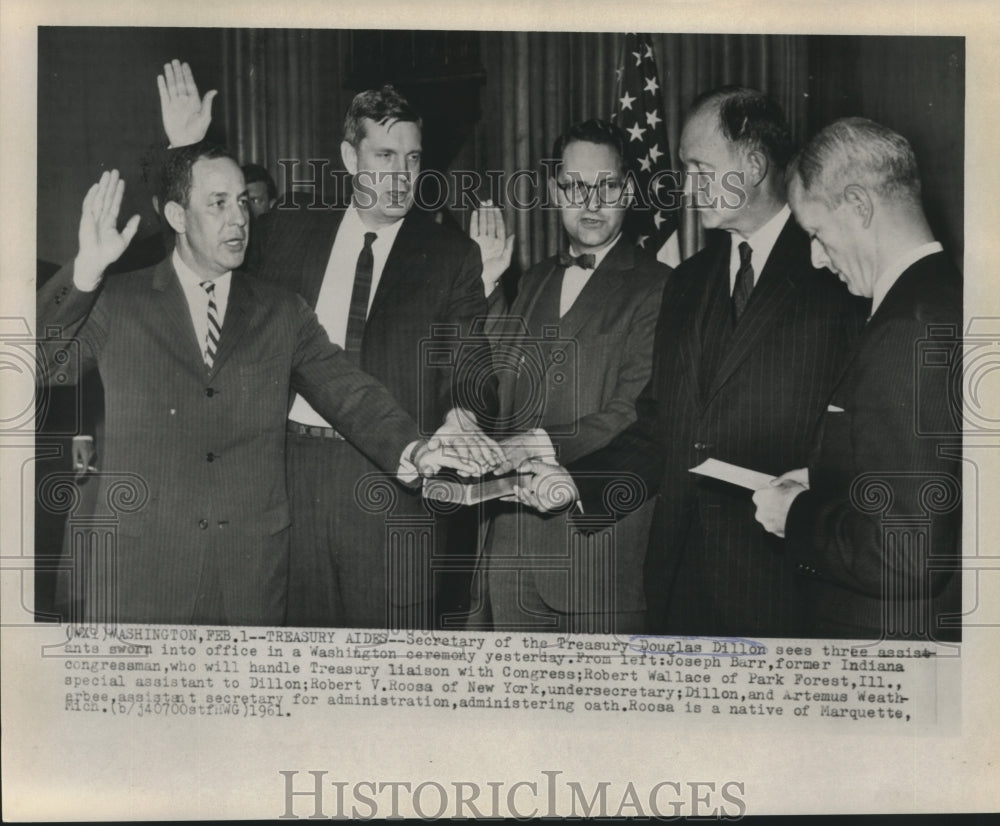 1961 Secretary of the Treasury Douglas Dillon&#39;s sworn in- Washington - Historic Images