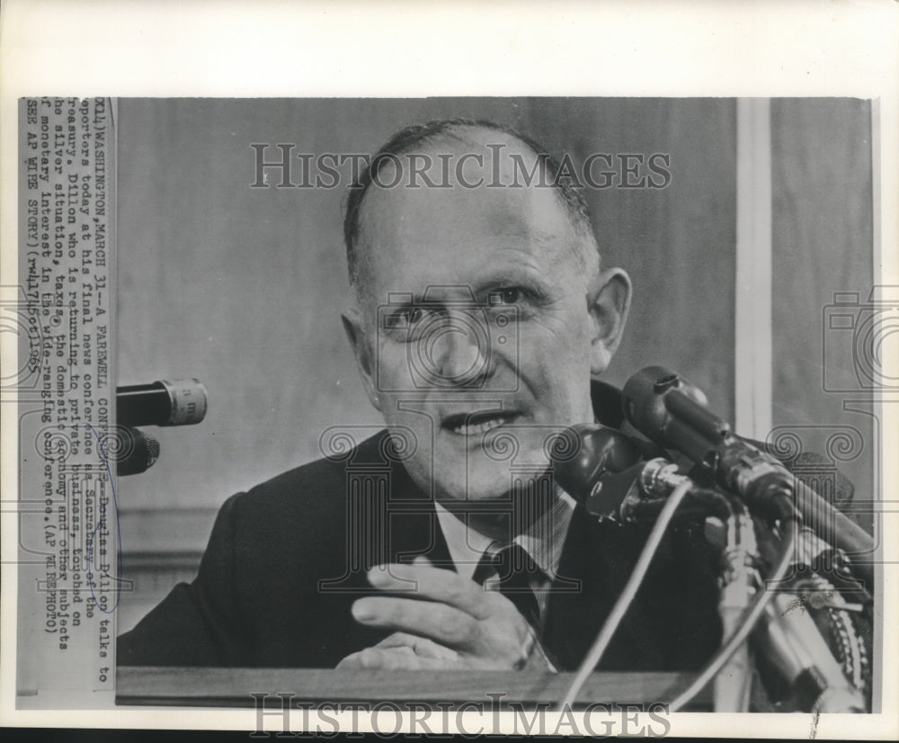 1965 Press Photo Secretary of the Treasury Douglas Dillon&#39;s farewell conference - Historic Images