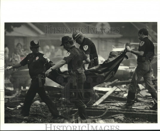 1982 Officials at Crash Site of Pan Am Flight 759, Kenner, Louisiana-Historic Images
