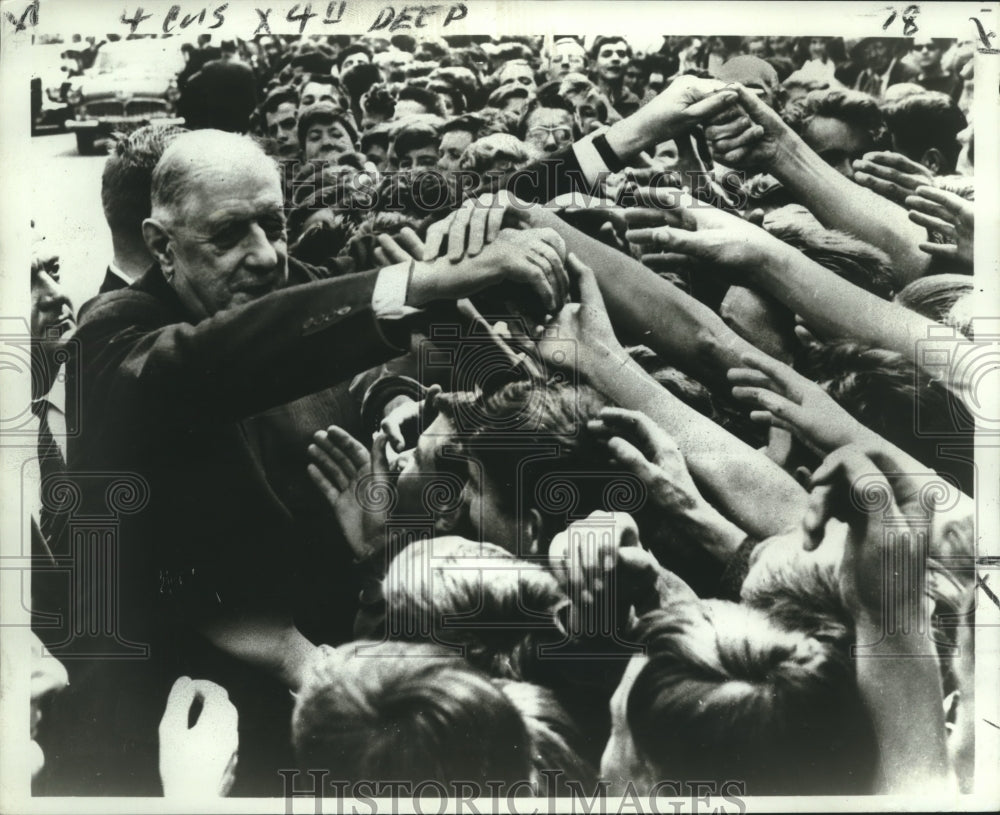 1968 Charles DeGaulle, French President meeting with his supporters - Historic Images