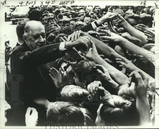 1968 Charles DeGaulle, French President meeting with his supporters - Historic Images