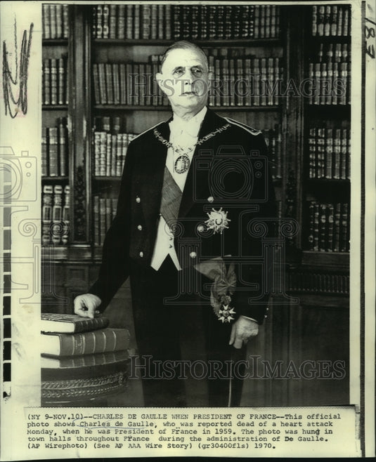 1970 Charles De Gaulle as President of France in 1959-Historic Images