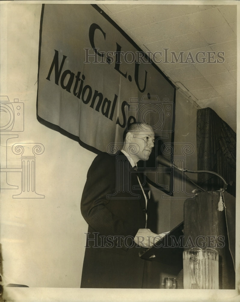 1966 Fred J. Dopheide speaking at C.L. National Service Conference - Historic Images