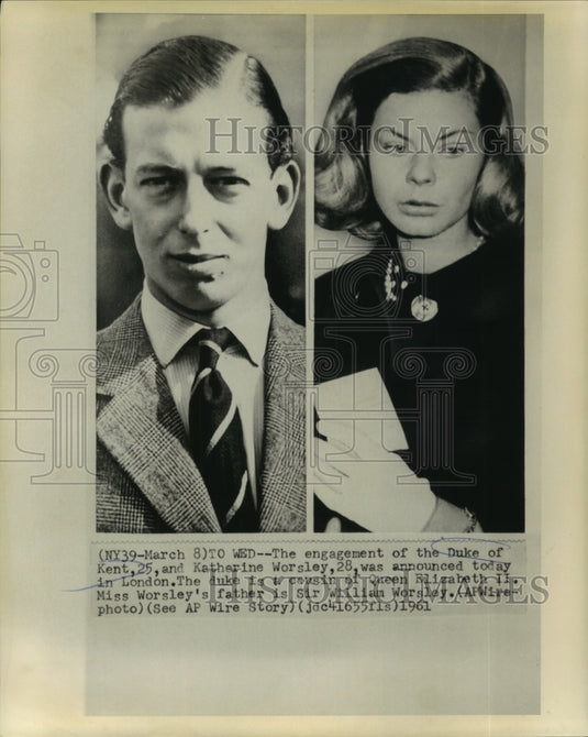 1961 Duke of Kent and Katherine Worsley's engagement announced - Historic Images
