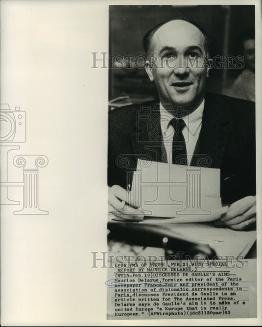 1963 Press Photo Maurice Delarue, Foreign Editor of France-Soir - noa92417 - Historic Images