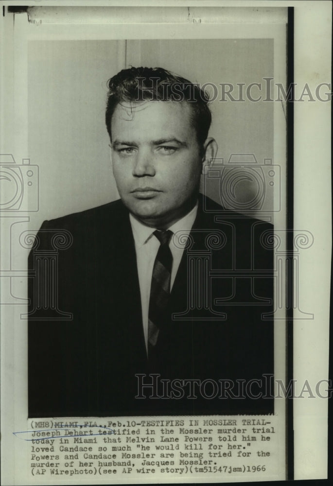 1966 Press Photo Joseph Dehart testified in the Mossler murder trial in Miami - Historic Images