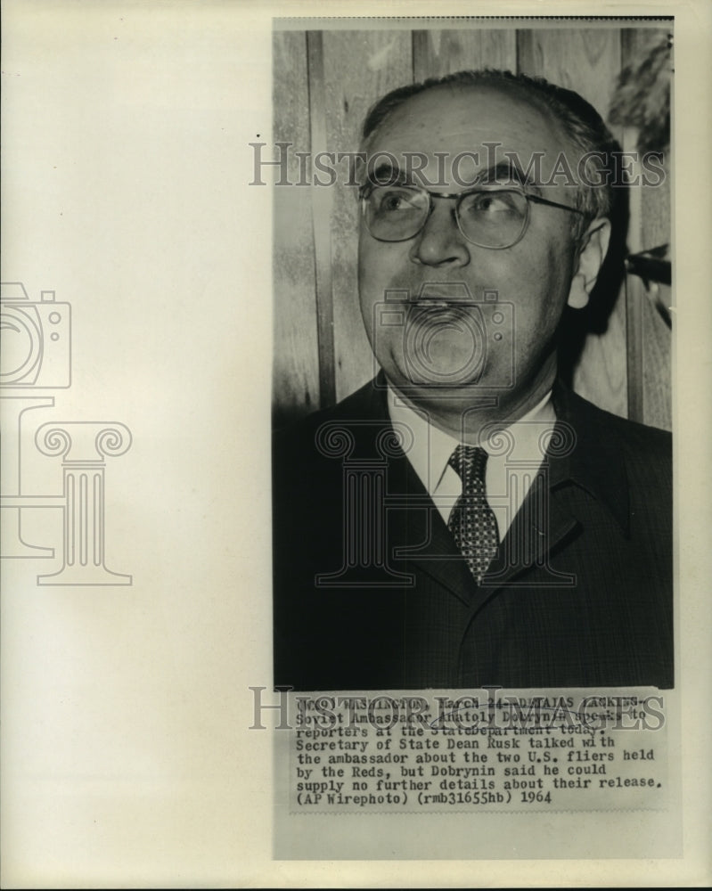 1964 Press Photo Soviet Ambassador Anatoly Dobrynin at Press Conference - Historic Images