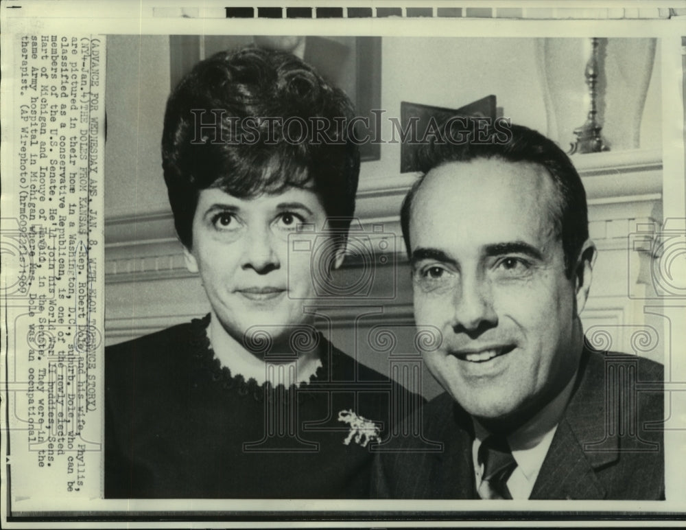 1969 Robert Dole newly elected U.S. Senator from Kansas with wife-Historic Images