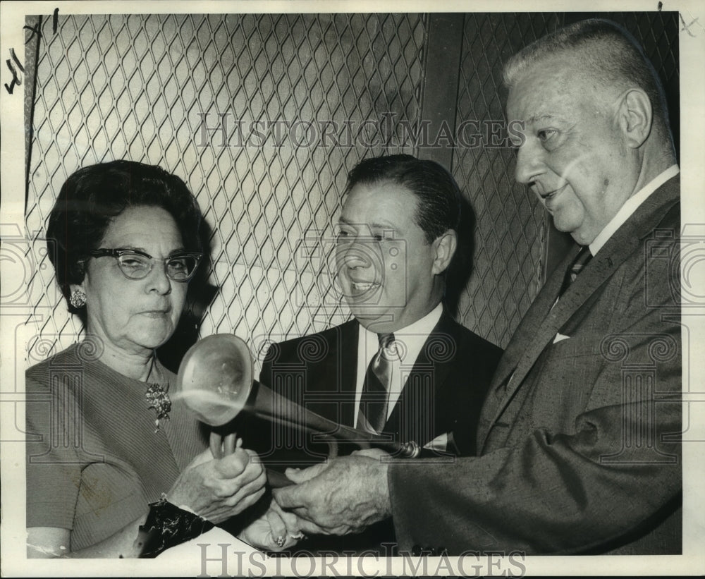 1968 Press Photo Group with donated bugle horn to the Jazz Museum - noa93080 - Historic Images