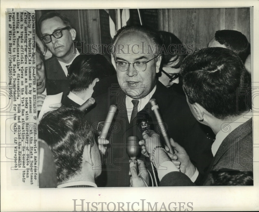 1965 Press Photo Soviet Ambassador Anatoly F. Dobrynin in Washington-Historic Images