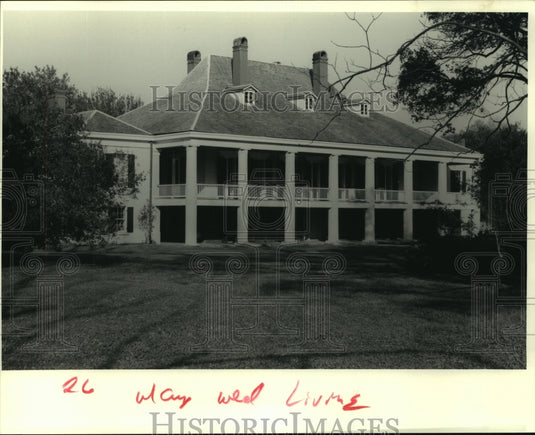 1986 Press Photo Front View of a House in St. Charles Parish, Louisiana - Historic Images