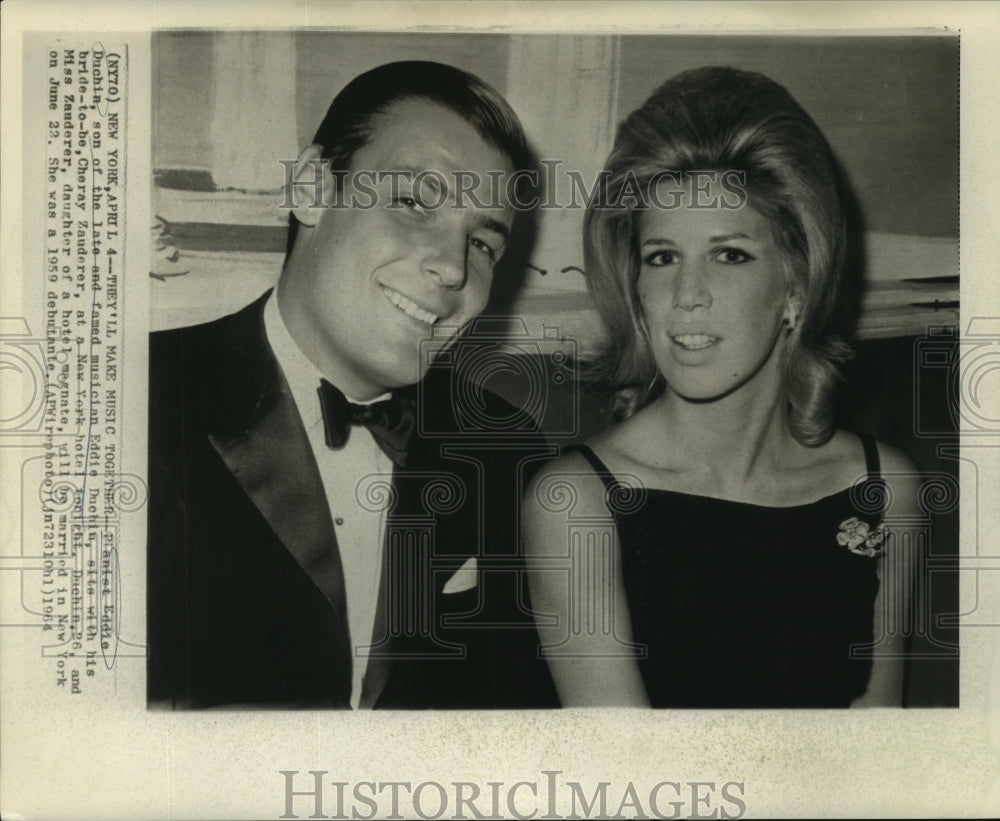 1964 Press Photo Pianist Eddie Duchin with Cheray Zauderer, Eddie&#39;s fiance - Historic Images