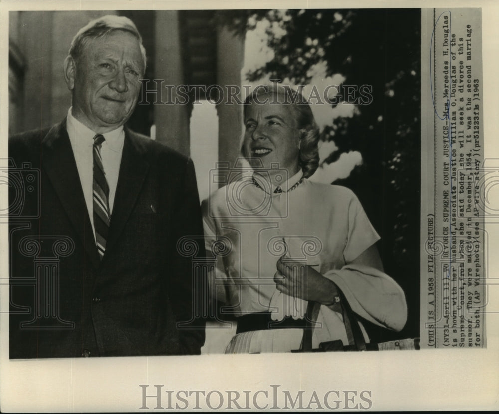 1958 Associate Justice William Douglas &amp; wife, Mercedes in New York. - Historic Images