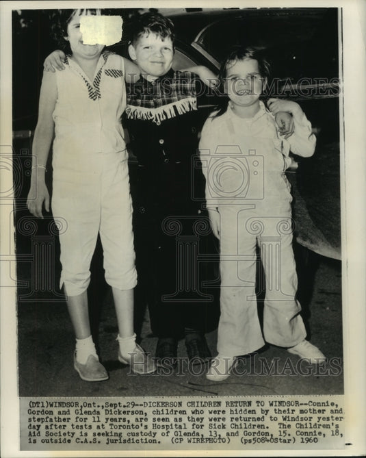 1960 Press Photo Missing Connie, Gordon & Glenda Dickerson returned to Windsor. - Historic Images